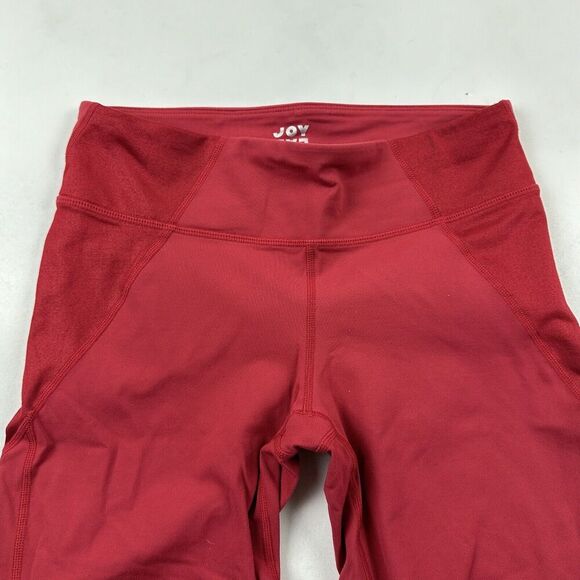 JoyLab Premium Mid-Rise Moto Red Leggings 7/8 Length Mesh Panels Size S Stretch - Picture 6 of 12